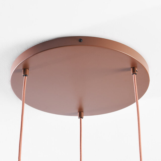 Suspension Japandi Velora à 3 lumières avec abat-jour en tissu rose