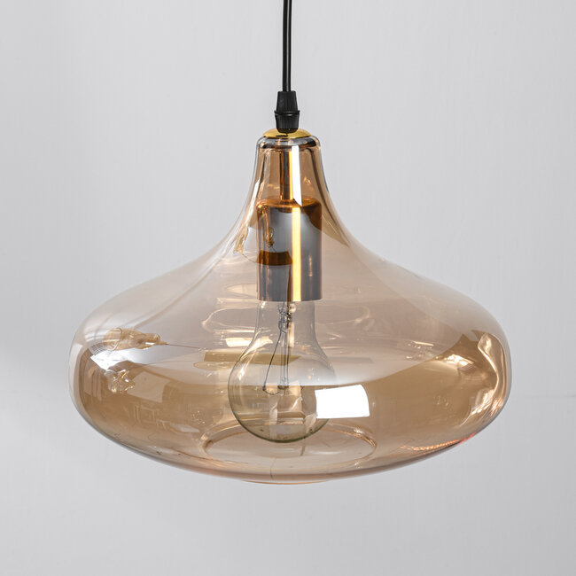 Suspension rétro Maracas avec verre ambré - 4 lumières