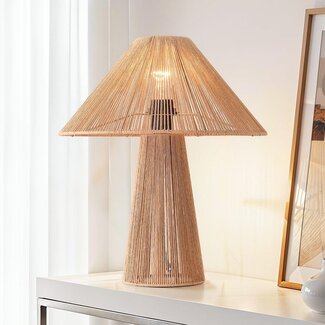 Lampe de table boho Naito en corde naturelle tressée