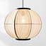 Lampe suspendue Japandi Chairo - lin naturel et bois noir