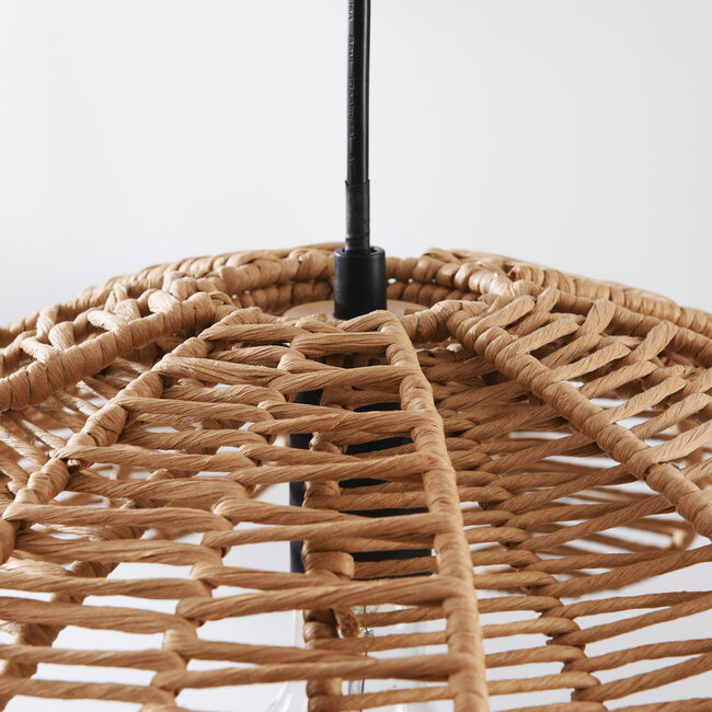 Lampe suspendue boho naturelle Tawi avec abat-jour ouvert