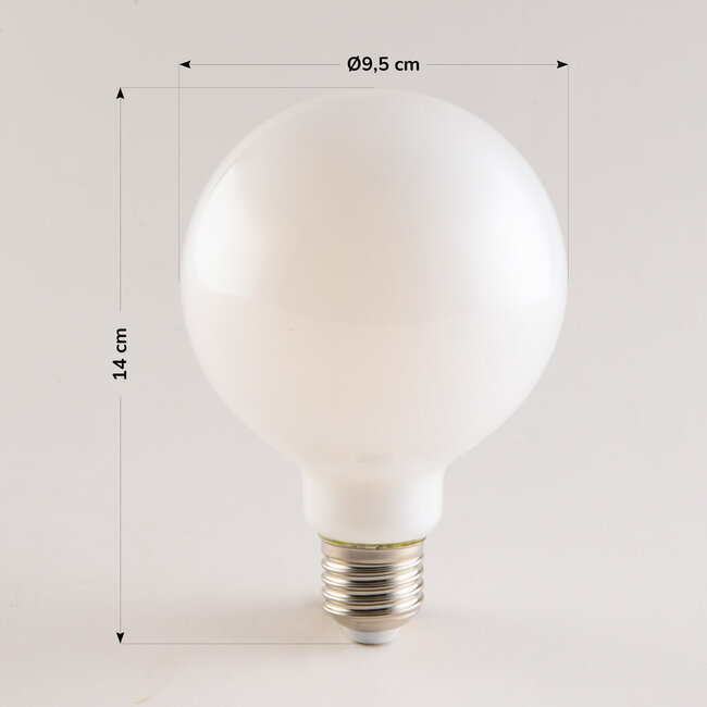 Ampoule LED XL 7W, 2700K, verre blanc laiteux, Ø95 mm - gradable en 3 étapes