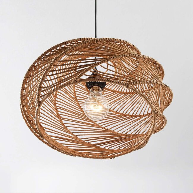 Suspension boho Suna avec abat-jour tressé - brun