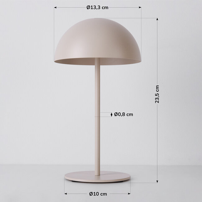 Lampe de table champignon rechargeable Vanta dimmable - beige