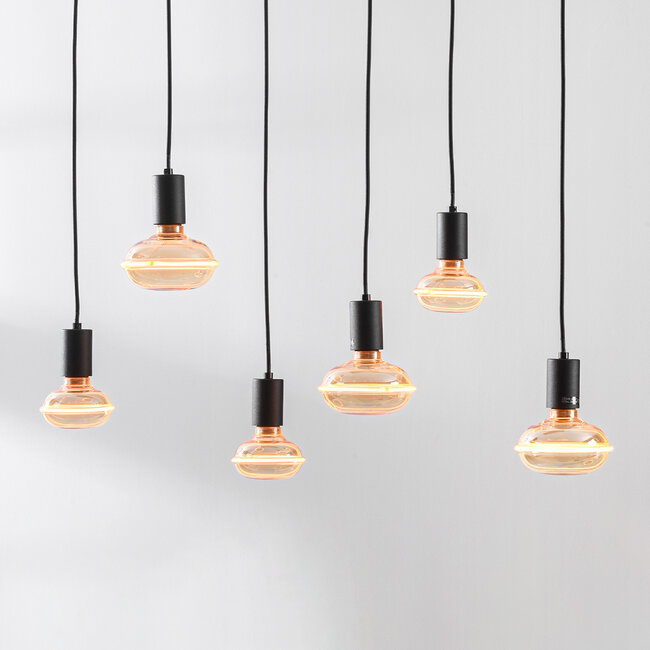 Suspension Nivelle à 6 lumières - noir, ampoules LED E27 dimmables incluses