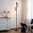Lampadaire Tyson noir avec verre fumé, 5 lumières