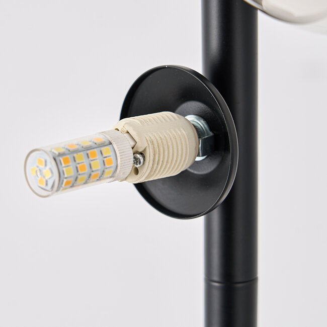 Lampadaire Tyson noir avec verre fumé, 5 lumières