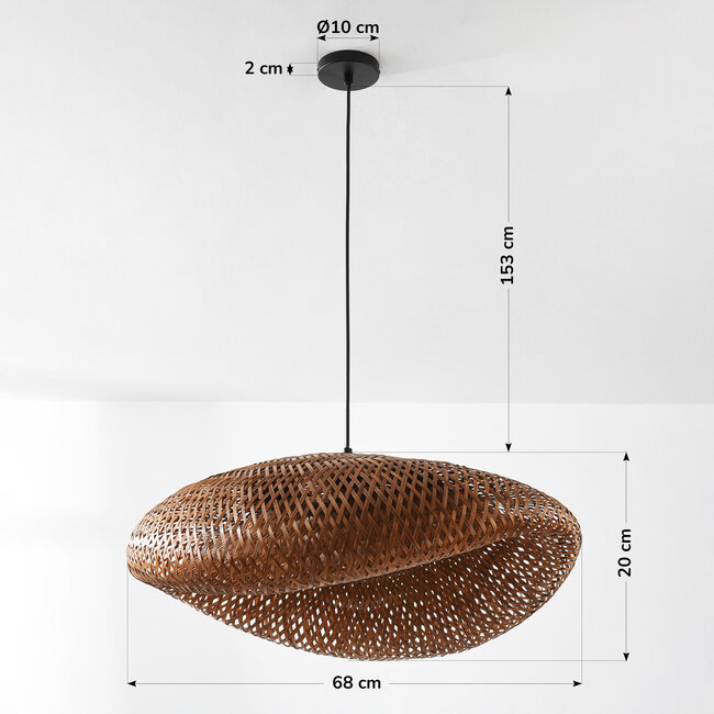 Lampe suspendue en bambou avec abat-jour tressé à la main Ø68 cm - Trama