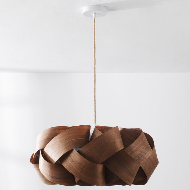 Lampe suspendue design naturel Weave en placage de noyer - Ø60 cm