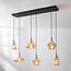 Suspension industrielle Calypso à 6 lumières - verre ambré