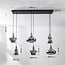 Suspension industrielle Calypso - noir, six abat-jour en verre fumé
