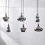 Suspension industrielle Calypso - noir, six abat-jour en verre fumé