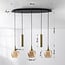 Suspension moderne Eloi à 5 lumières - deux spots GU10 dorés, verre ambré