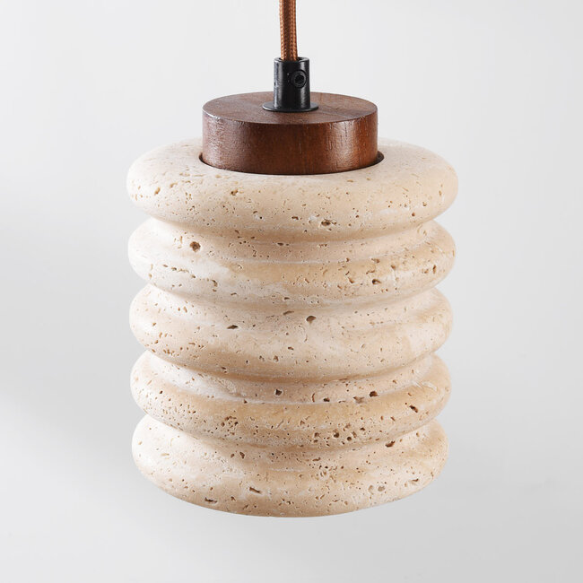 Suspension cylindrique de luxe Alva en travertin (pierre naturelle)