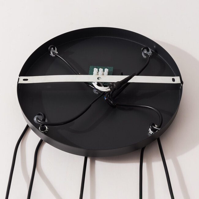 Suspension moderne Marui noire avec trois boules en verre fumé