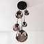 Suspension Marui 5 lumières noire avec boules en verre fumé