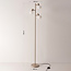 Lampadaire Pieta beige avec trois spots pivotants en verre blanc laiteux