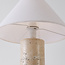 Lampe de table Japandi Table avec pied en travertin optique et abat-jour en lin