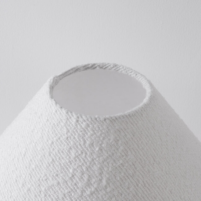 Lampe à poser Tisch avec abat-jour en lin bouclé - blanc