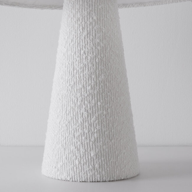 Lampe à poser Tisch avec abat-jour en lin bouclé - blanc