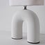 Lampe à poser Japandi Poyta - céramique blanche avec abat-jour en lin