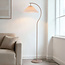 Lampadaire arc Tatsu avec abat-jour en tissu plissé - beige