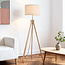 Lampadaire scandinave Tenir avec trépied en bois et abat-jour en lin