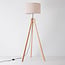 Lampadaire scandinave Tenir - trépied en bois et abat-jour en lin