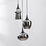 Suspension Zian à 3 lumières - noir, verre fumé effet miroir