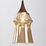Lampe suspendue Lior noir avec aspect bois et verre ambré de différentes formes - 6-light