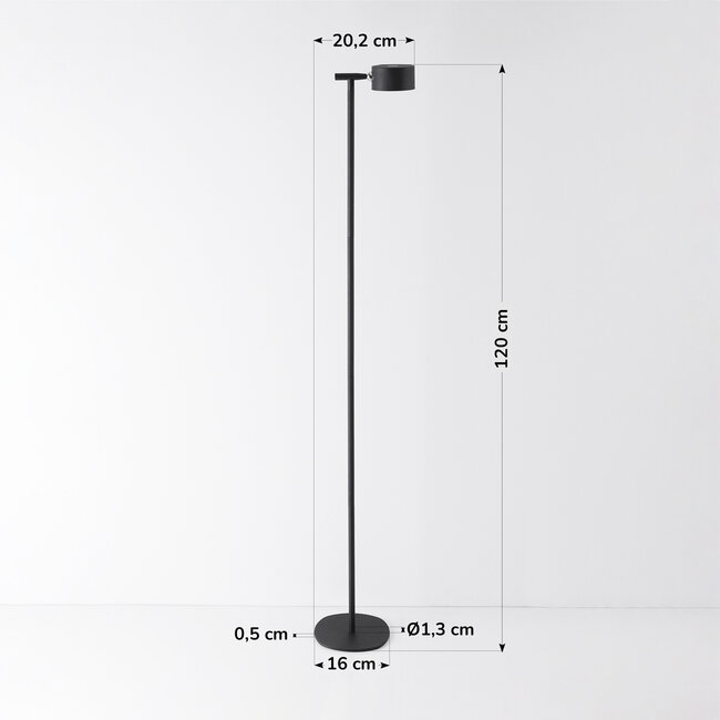 Lampadaire noir avec liseuse amovible - Zinc