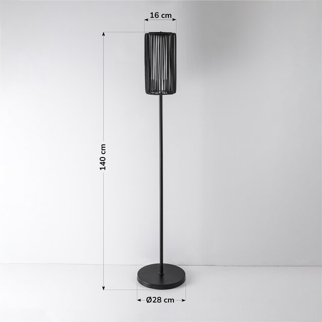 Lampadaire solaire Chara avec design tressé - noir