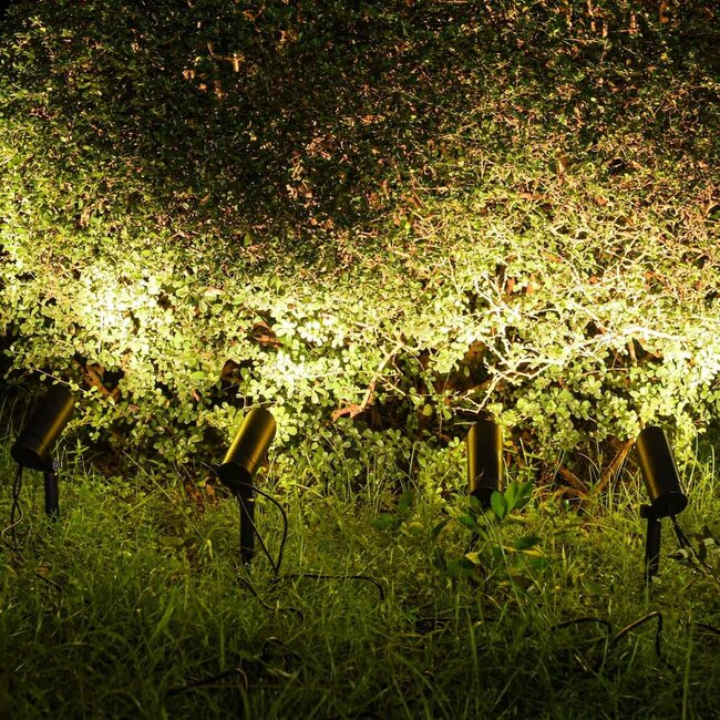 Lot de 6 spots de jardin modernes et inclinables avec télécommande – noir avec LED dimmable