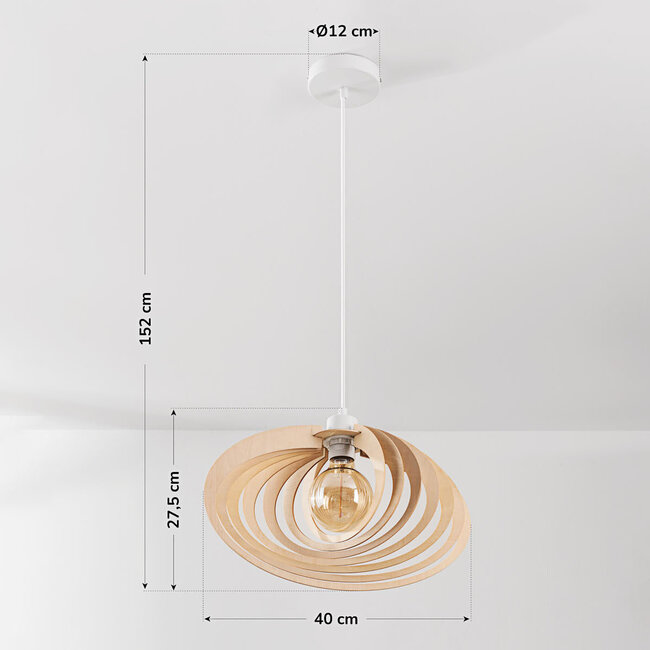 Suspension Lysa avec abat-jour ouvert en bois – naturel