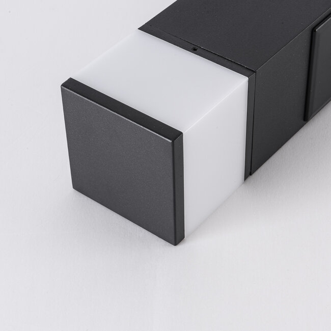 Lampe d'extérieur intelligente avec prise électrique et application Tuya Ute – noire, avec diffuseur et 2 prises électriques