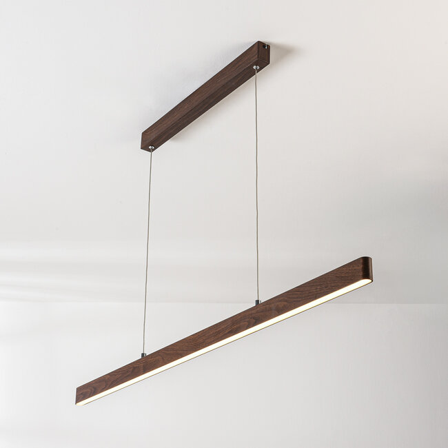 Suspension Elan dimmable à 3 étapes, aspect bois foncé, avec LED intégrée