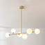 Suspension design Aster - beige avec verre blanc laiteux, 6 lumières
