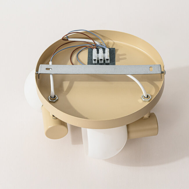 Plafonnier 3 lumières Orlando - beige avec verre blanc laiteux