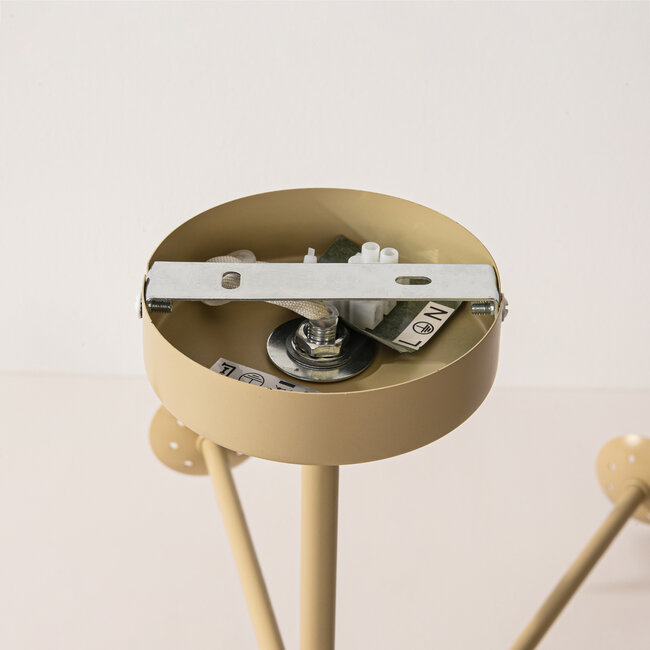 Plafonnier design Idaho - beige avec verre blanc laiteux, 8 lumières