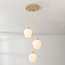 Suspension moderne Stockton - beige avec verre blanc laiteux, 3 lumières