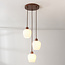 Suspension moderne Stockton - marron avec verre blanc laiteux, 3 lumières
