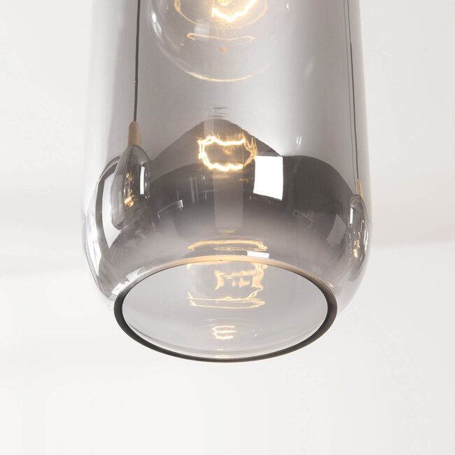 Suspension moderne Astra avec verre fumé et accents en corde - 4 lumières