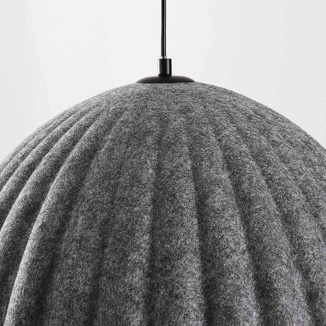 Suspension Siza avec aspect textile gris plissé – Ø55 cm