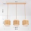 Suspension Bris en rotin avec trois abat-jours en tissu crème