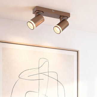 Spot de plafond moderne Dotto dans une teinte terre chaude, 2 lumières - orientable