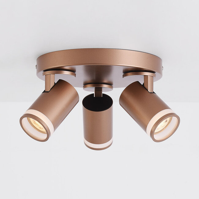 Spot de plafond orientable Focalo dans une teinte terre chaude - 3 lumières