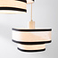 Suspension Luxin à 3 lumières - doubles abat-jour en lin blanc cassé et noir
