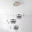 Suspension Luxin à 3 lumières - doubles abat-jour en lin blanc cassé et noir
