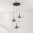 Suspension Drop à 3 lumières avec verre fumé et LED intégrée – dimmable à 3 étapes