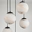 Suspension moderne Marbelle à 5 lumières - noir, globes en verre aspect marbre